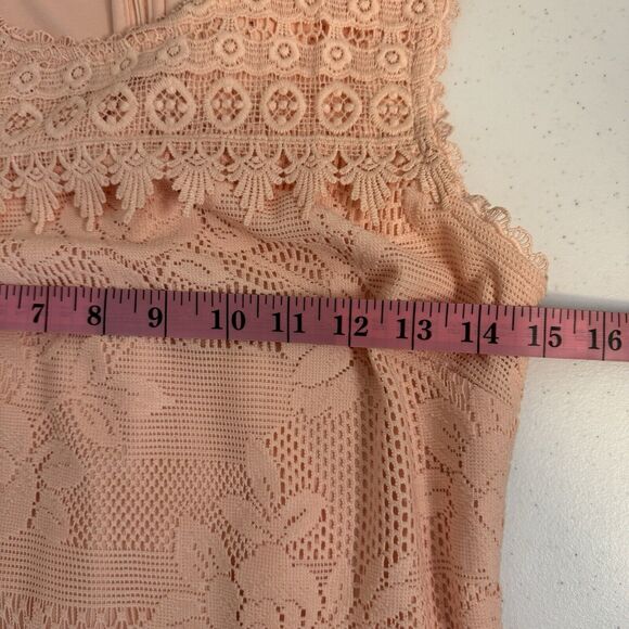 Karl Lagerfeld Size 4 Women's Peach Pink Sleeveless Lace Shift Dress Floral NWT - Picture 8 of 11